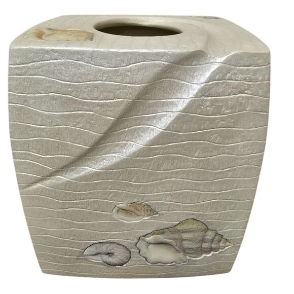 Croscill Home Beach Nautical Seashell Design Square Tissue Box Cover - Picture 4 of 8
